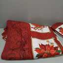 Christmas Quilt Set Queen Size 3 Pieces Christmas Patchwork Floral Wreaths Cardinals Red Berries Holiday Bedding Sets Red Vanilla Grid Coverlet Bedspread Coverlet with 2 Pillowcases for All Season