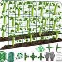 67 x 50 Cucumber Trellis for Raised Bed, U-Shape Metal Large Garden Trellis for Climbing Plants Outdoors with Netting, Garden Tools, Cucumber Arch Trellis for Vegetable Fruit Flower Plant Support