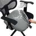 Office Chair seat Covers Leather Stretch Waterproof PU Computer Chair Seat Cushion Slipcovers-Black, Set Of 4 