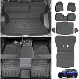 Powerty Floor Mats for 2023-2025 2026 Honda CRV (Gas Model Only), All Weather 3D TPE Anti-Slip Upper & Lower Position Trunk Cargo Liner Seat Back Covers Protectors Full Set Car Accessories