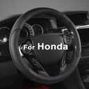 GIANT PANDA Steering Wheel Cover for Honda Civic(2006-2015),CR-Z, Insight, S2000 (Black-Small Size)