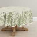 Horaldaily Spring Tablecloth 6060 Inch Round, Plants Wild Fern Beige Washable Table Cover for Party Picnic Dinner Decor