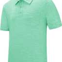 Rdruko Men's Polo Shirts Short Sleeve Quick Dry Outdoor Golf Sports Shirts with Pocket (Large, 02 Mint Green)