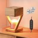 IN HAPPY Candle Warmer Lamp with Timer,Bedroom Home Decor Dimmable Wax Melt Warmer for Scented Wax with 2Pcs 50w Bulbs,Perfect for Jar Candles, Birthday Gifts for Women Mom (Wood)