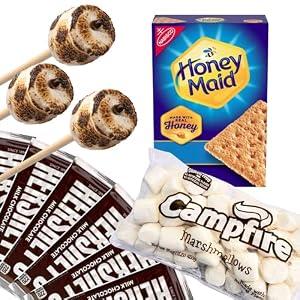 112-Piece S’mores Kit – Makes 24 S’mores – Includes 30” Birch Roasting Sticks, Graham Crackers, Chocolate & Marshmallows – Great for Camping, Bonfires, Parties