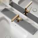 Stone Faucet Mat for Kitchen Sink, Diatomite Drying Stone Tray & Sink Protector, Water-Absorbing Splash Guard, Prevent Moisture on Kitchen & Bathroom Counter (Dark Gray,23.6" x 3.9")