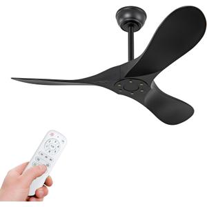 42 Inch Black Ceiling Fan no Light with Remote Control,ABS Blades,Reversible DC Motor,Timer Setting,Modern Outdoor Indoor Ceiling Fan without Light for Bedroom Farmhouse Patios Office