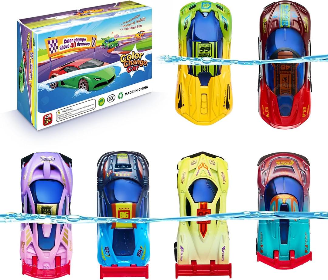 Color Change Race Car Series - 6pcs Mini Color Change Sports Car Toy,Vehicle Bath Toy Set,Bathtub Water Table Toy,for Easter Fillers,Goodie Bags Fillers,Themed Party,Carnival Prize for Kids 3+
