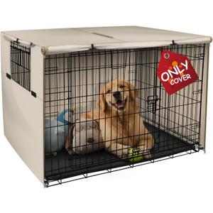 Explore Land 42 inches Dog Crate Cover Heavy Duty Polyester Pet Kennel Sunshade Universal Fit for Wire Cage (Light Tan)