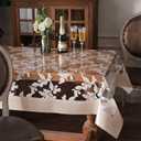 Vinyl Table Cloth Rectangle Clear Table Cover Protector with Block Printed Pattern Oil Spill Proof Farmhouse Rustic Plastic Table Covers for Dining Tables (Scroll Grass, 55 x 84 Inches)