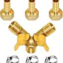 Joywayus 3/8" Hose Barb 3 Way Shut Off Ball Valve Y Shaped 2 Switch Brass Fitting