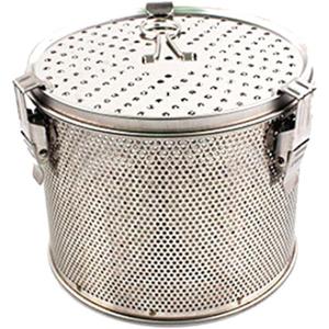 Commercial Grade D 6.3" X H 5.3" Genuine Stainless Steel 18/8 Perforated Tall Strainer - One Touch Lock System - Restaurant & Home Use - Extra Large