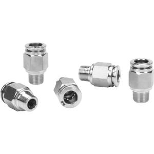 Push to Connect Fitting - 304 Stainless Steel Male Straight 5/16" Tube OD x 1/8" NPT Thread Pneumatic Push Lock Fitting (Pack of 5)