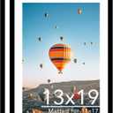 JCJMY 13x19 Picture Frame Set of 2 with 11x17 Mat, Black 13 x 19 Poster Frames with Shatter Resistant Plexiglass, Display 11 x 17 with Mat or 13 by 19 Without Mat, Sturdy Wall Hanging Frames