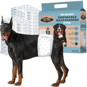 Dr. Pol Male Dog Diapers  Super Absorbent, Breathable, Leak-Proof with Wetness Indicator, Large, 50 Count (LG Waist Size 25 - 29.5 in)