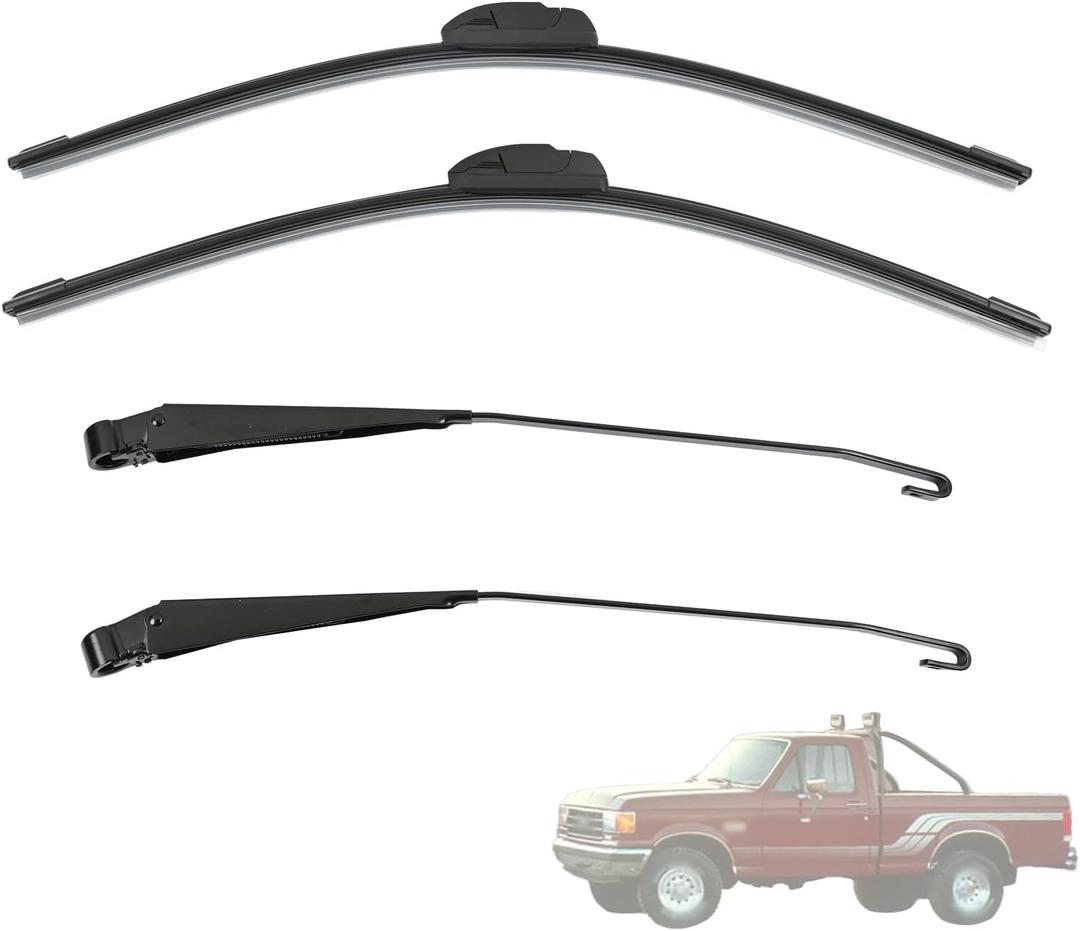 1 Pair Front Windshield Wiper Arm F1TZ-17526-AA F4TZ-17526-A Compatible With Ford F-150/F-250/Bronco 1991-1996,F-350/ F-Super Duty 1991-1997