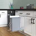 Single Pull-Out Trash Can, 35QT Under-Cabinet Kitchen Bin, Metal Frame, Grey, Fits Above 14 Opening Cabinets