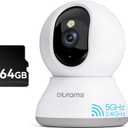 Blurams Security Camera 2K, Baby Monitor Dog Camera 360-degree for Home Security (White + 64GB TF Card)