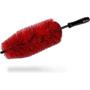 Maxshine Wheel & Rim Brush 10 (Red & Black) | Large Soft Bristle PP Material with Comfort Grip & Knuckle Guard | Scratch-Free Wheel Cleaning Brush | Universal Car Detailing Tool for Rims & Tires
