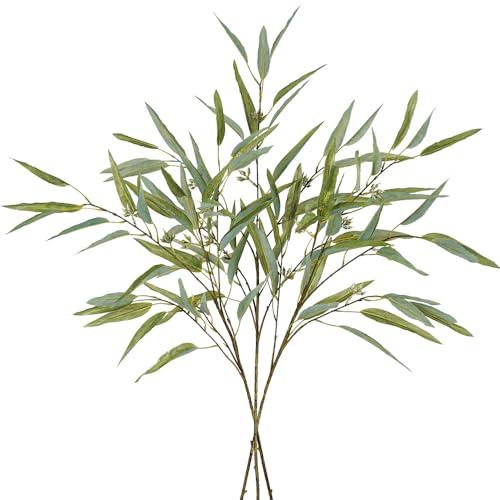 Melorca&Guilla Artificial Plants,3PCS 39" Green Fake Eucalyptus Stems,Faux Branches for Vase,Greenery Stems Artificial Branches for Shop Garden Office Home Décor (3, Green Eucalyptus)