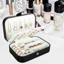 Hatori Travel Jewelry Box, PU Leather Small Jewelry Organizer for Women Girls, Portable Mini Travel Case Display Storage Holder Boxes for Stud Earrings, Rings, Necklaces, Bracelets.