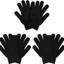 3 Pairs Winter Magic Gloves Adults Warm Stretchy Unisex Black Gloves One Size Fits Most Men Women Teens Magic Knit Gloves