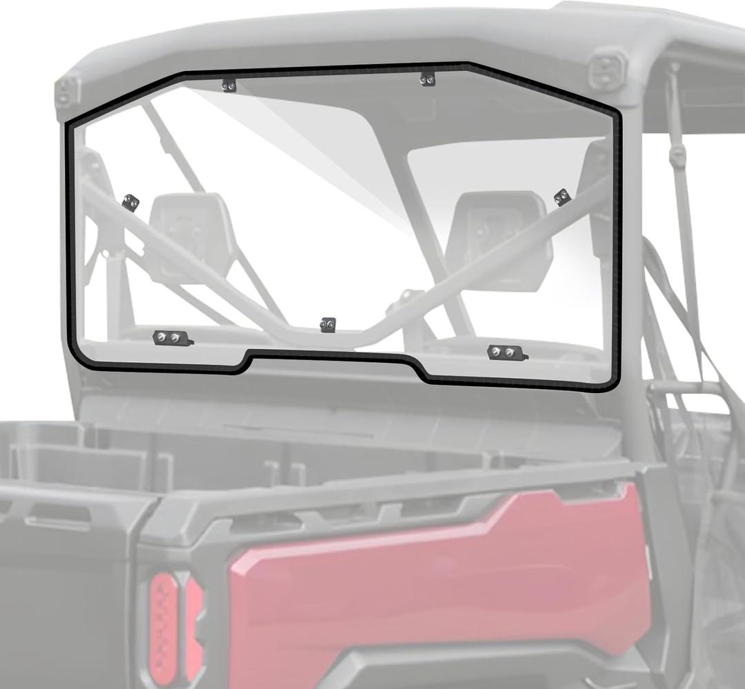 StarknightMT Scratch-Resistant Rear Windshield Full Clear Back Window Compatible With Can-Am Defender 2016-2024 HD5 HD8 HD10 Max Polycarbonate Rear Window Windscreen