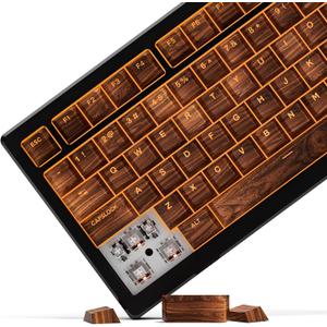 PBT Keycaps Shine Through Custom Keyboard Keycaps, 130 Keys Retro Dye-Sublimation Key caps Set, Cherry Profile for 61/64/75/84/87/104/108 Layout Mechanical Keyboard, Walnut Textures