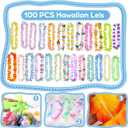 100 Counts Hawaiian Leis Bulk for Luau Party Decorations Colorful Tropical Flower Leis for Adults Hawaiian Beach Luau Party Favors Decorations