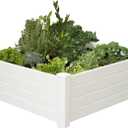 NuVue Products 26001 Premium Outdoor Raised Garden Bed for Growing Edible Plants and Flowers, BPA-Free Woodgrain Panel Elevated Planter Box, 48 L x 48 W x 15 H, White