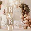 Voircoloria Baby Boxes with Letters for Baby Shower, 4pcs Balloon Boxes with Printed Letters for Gender Reveal Birthday Wedding Baby Shower Decorations(Burlap)