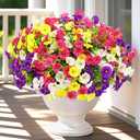 Artificial Flowers for Outdoors, 26 Bundles Fake Outdoor Flowers, UV Resistant Artificial Outdoor Plants & Flowers for Decoration, Colorful Morning Glory for Garden Porch Yard Patio, Mixed Color A