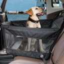 Dog Car Seat for Large Medium Dogs, Dog Car Seat Cover for Back Seat, Foldable Pet CarSeat with Safety Belt, Waterproof Fabric & Breathable Mesh, Back Seat Cover for Dogs Under 40lbs (Large, Black)