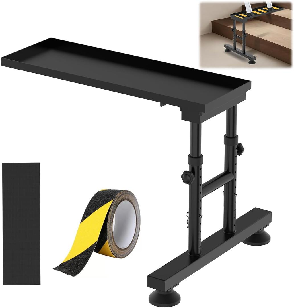 Height Adjusted Metal Ladder Extender Stabilizer Leveler for Stairs(Black)