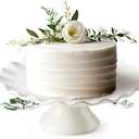 YHOJOY White Cake Stand, 10 Inch Cake Stands for Tea Party, Round Dessert Stand, Small Cake Plate Cupcake Stand for Dessert Table Display, Ruffle Trim