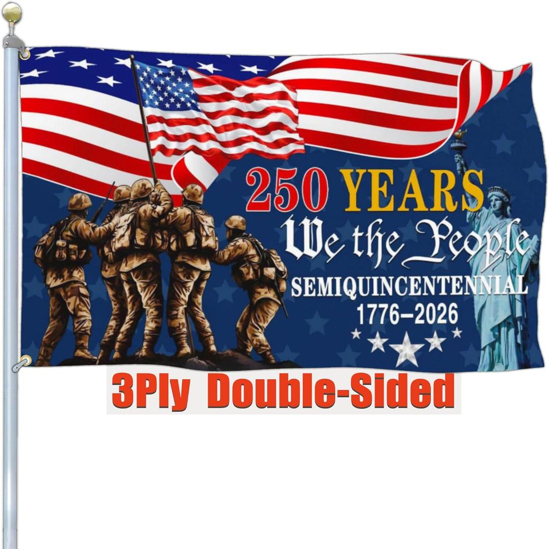 2 x 3 Ply 250 Year American Anniversary Flag Patriotic 250th Anniversary USA Flag 4th of July We The People 1776 Yard Flags For Outside 3x5 Ft Double Sided Outdoor Banner Decorations