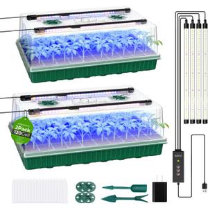 120 Cells Seed Starter Tray with Grow Light, Smart Timer Seedling Starter Kit with Humidtiy Dome, 3/6/12H TimerGermination Kit For all plants including cucumbers, tomatoes etc.Plant Seed2Pack