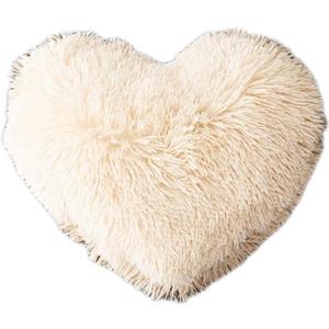 MorroMorn Almohadas esponjosas de corazn, almohada decorativa peluda para sof cama, bonita decoracin de habitacin para mujeres, nias y nios (caqui)