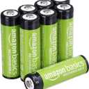 Amazon Basics 8-Pack Rechargeable AA NiMH Batteries, 2000 mAh, 1.2V, Recharge up to 1000x Times, Pre-Charged