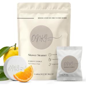 Citrus Shower Steamers Aromatherapy 6 Pack – Yuzu Citrus Shower Steamer for Energy, Relaxation & Self Care – Energizing Spa Shower Bombs for Women & Men, Individually Wrapped