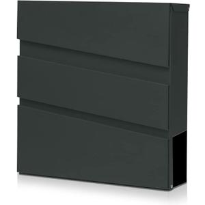 Wall-Mount Mailbox with Lock and Keys, Drop Box for House Outside, Locking Security, Rust-Proof Mail Box with Newspaper Compartment, 14.57 x 14.57 x 4.33 Inch, Dark Grey, MD021 X-Large