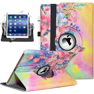 Case for iPad Air (3rd Gen) 10.5" 2019 / iPad Pro 10.5" 2017, 360 Degree Rotating Stand Smart Case with Auto Wake Up/Sleep Feature - Hummingbird Flower