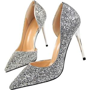 Dress First Womens Fashion Closed Toe Classic Pumps (8, Silver)