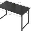 Huuger Modern Simple Office Desk, 40 Inch Gaming Desk with Storage, Black Metal Frame, Large Legroom