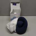 Jiaao Neck Pillow Airplane, Ergonomic Memory Foam Travel Pillows for Long Flights, 3D Eye Masks, Ear Plugs and Portable Drawstring Bag, Napping Pillow for Home, Sleep Rest, Family and Travel Use (Dark Blue (Drawstringe))