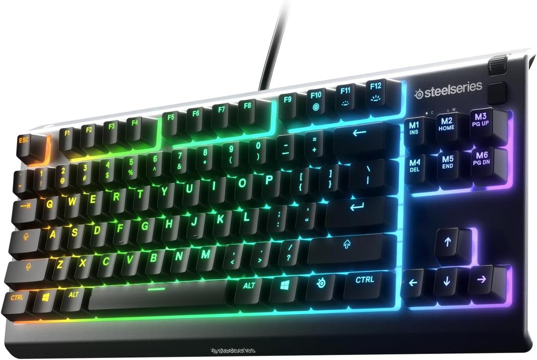 SteelSeries Apex 3 TKL RGB Gaming Keyboard  Tenkeyless Compact Form Factor - 8-Zone RGB Illumination  IP32 Water & Dust Resistant  Whisper Quiet Gaming Switch  Gaming Grade Anti-Ghosting,Black