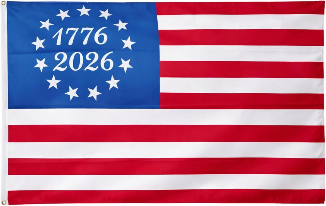 USA 250th America Anniversary 1776-2026 Betsy Ross Flag 3x5 Ft Historic 13 Star American Flag - Lightweight Poly-Cotton Patriotic Flag for Home Yard Porch Events Indoor Outdoor (USA 17762026)