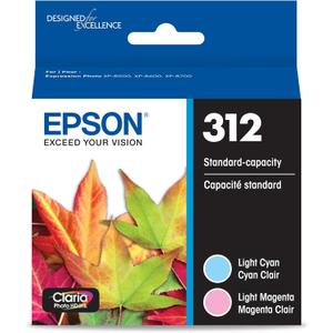 EPSON 312 Claria Photo HD Ink Standard Capacity (T312922-S) Works with Expression Photo XP-8500, XP-8600, XP-8700, XP-15000, Light cyan/light magenta