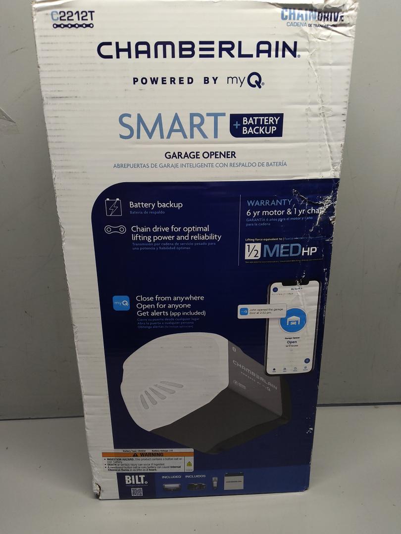 Chamberlain B4613T MYQ Smart Garage Door Opener, Ultra Quiet Belt Drive, Battery Backup, 3/4-HP Motor - Quantity 1
