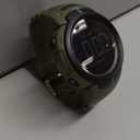 PASOY Mens Women Digital Watch Big Dial Light LED Swim Waterproof Rubber Band Alarm Black LED Watches 50MM (Army Green)